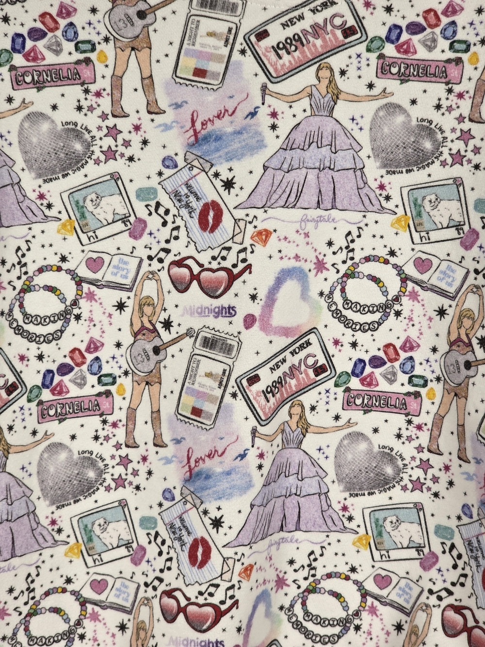 Taylor Swift Themed Kids Sweatshirt 6/7Y White Graphic Crewneck Eras Midnights - Picture 2 of 5